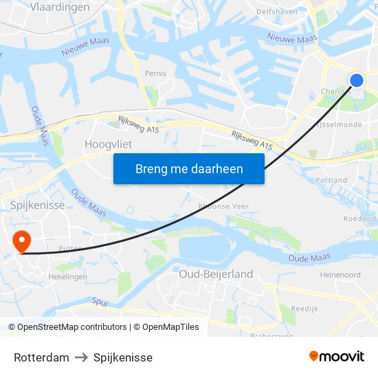 Rotterdam to Spijkenisse map