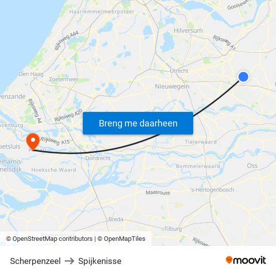 Scherpenzeel to Spijkenisse map