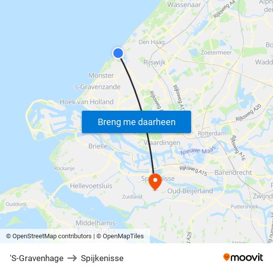 'S-Gravenhage to Spijkenisse map
