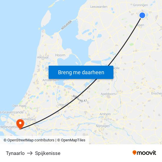 Tynaarlo to Spijkenisse map