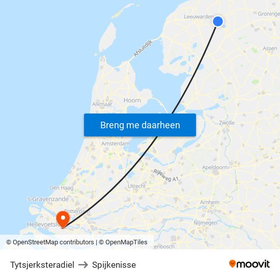 Tytsjerksteradiel to Spijkenisse map