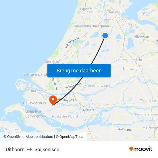 Uithoorn to Spijkenisse map