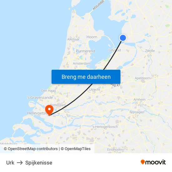 Urk to Spijkenisse map