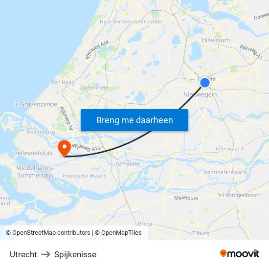 Utrecht to Spijkenisse map