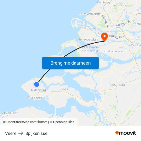 Veere to Spijkenisse map