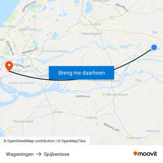 Wageningen to Spijkenisse map