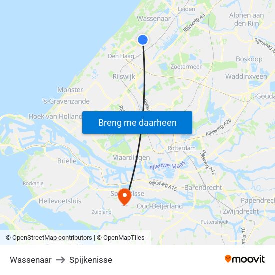 Wassenaar to Spijkenisse map