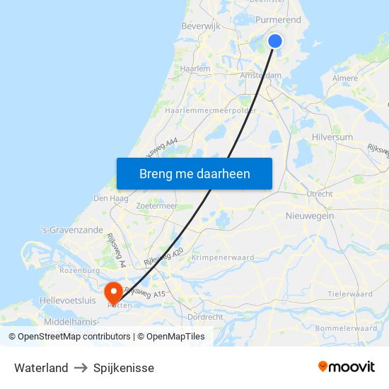 Waterland to Spijkenisse map