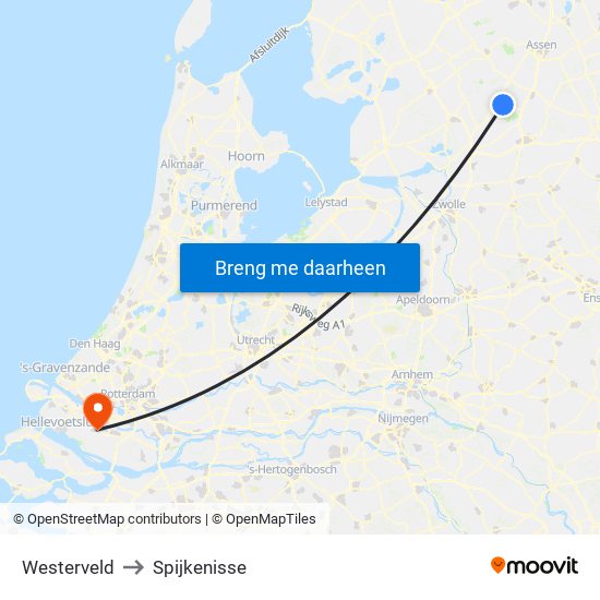 Westerveld to Spijkenisse map