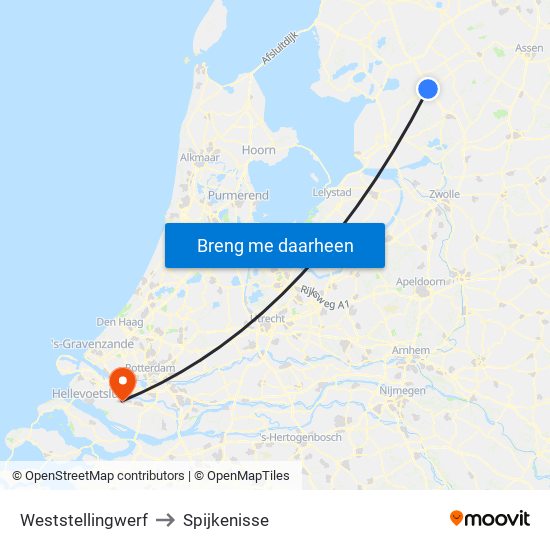 Weststellingwerf to Spijkenisse map