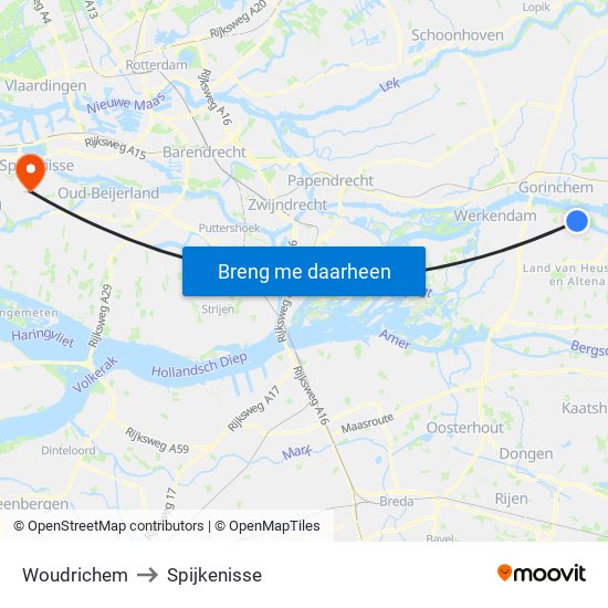 Woudrichem to Spijkenisse map