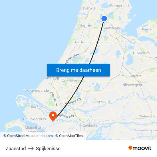 Zaanstad to Spijkenisse map