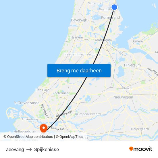 Zeevang to Spijkenisse map