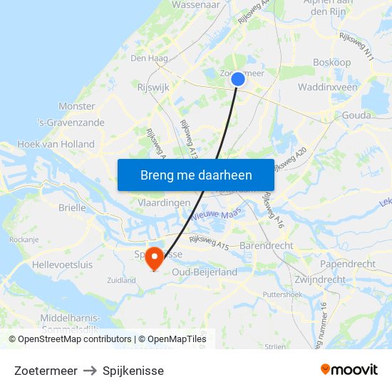 Zoetermeer to Spijkenisse map
