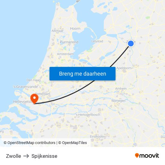 Zwolle to Spijkenisse map