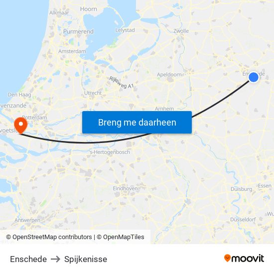 Enschede to Spijkenisse map
