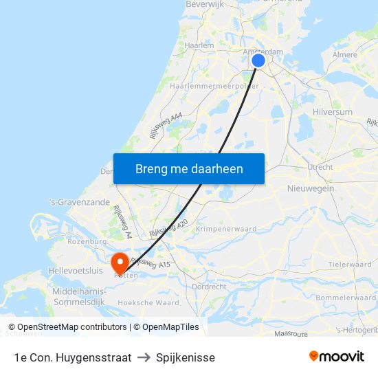 1e Con. Huygensstraat to Spijkenisse map