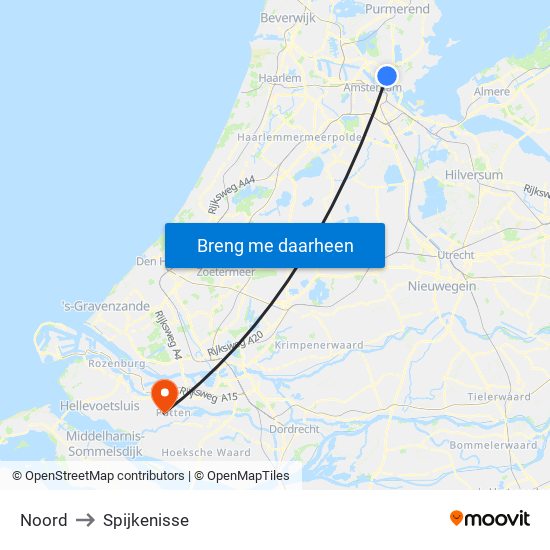 Noord to Spijkenisse map