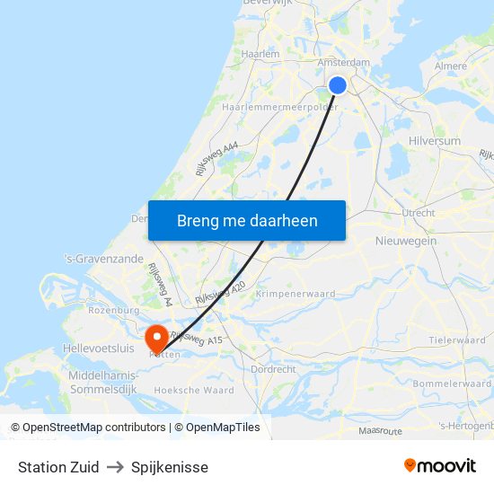 Station Zuid to Spijkenisse map