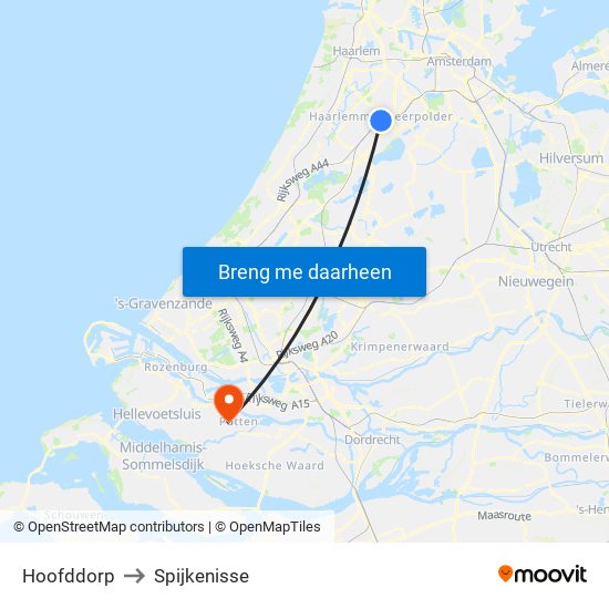 Hoofddorp to Spijkenisse map