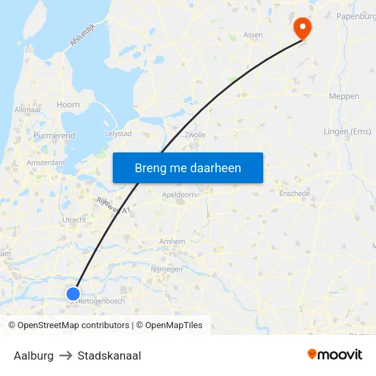 Aalburg to Stadskanaal map