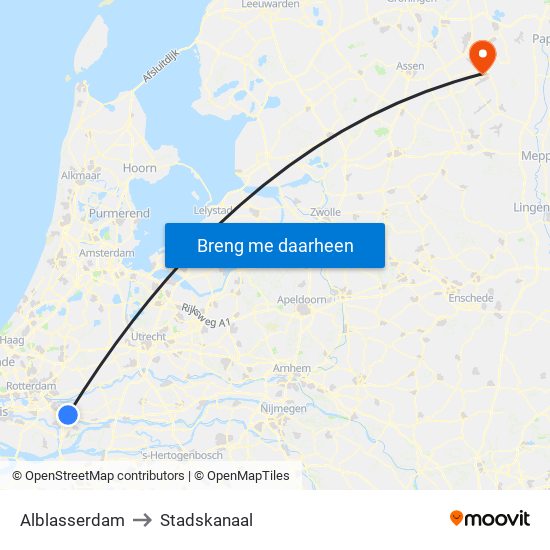 Alblasserdam to Stadskanaal map