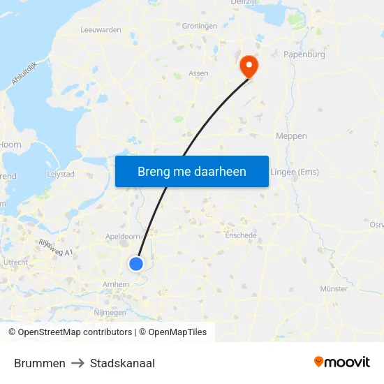 Brummen to Stadskanaal map