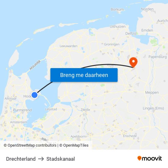 Drechterland to Stadskanaal map