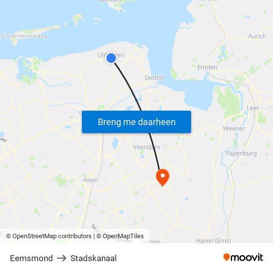 Eemsmond to Stadskanaal map