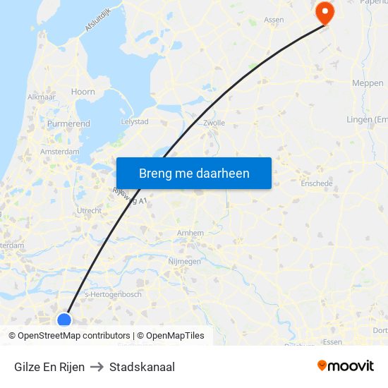 Gilze En Rijen to Stadskanaal map