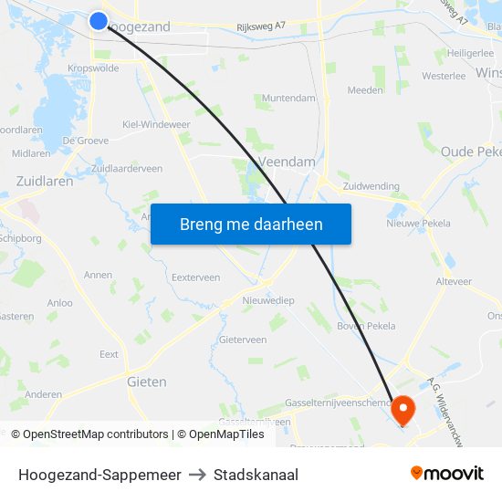 Hoogezand-Sappemeer to Stadskanaal map