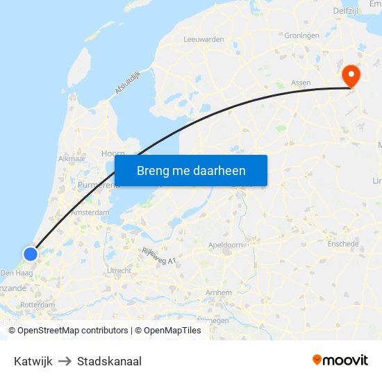 Katwijk to Stadskanaal map