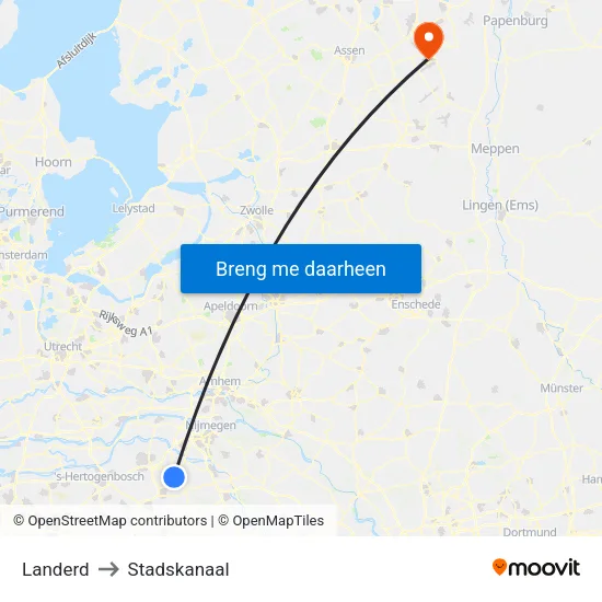 Landerd to Stadskanaal map