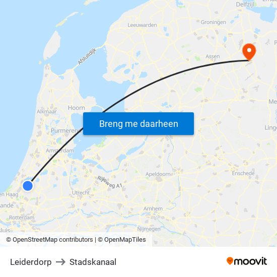 Leiderdorp to Stadskanaal map