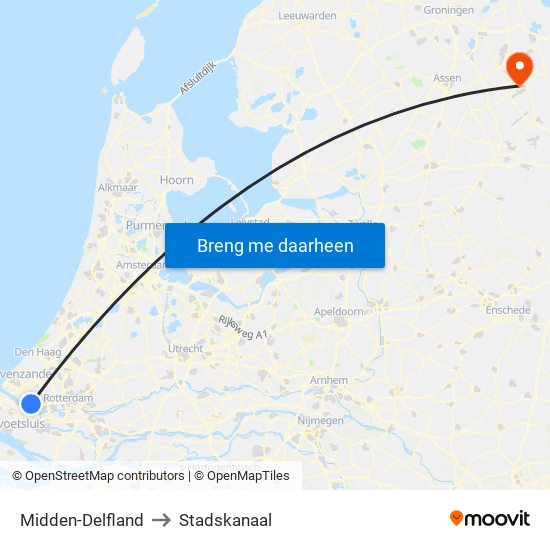 Midden-Delfland to Stadskanaal map