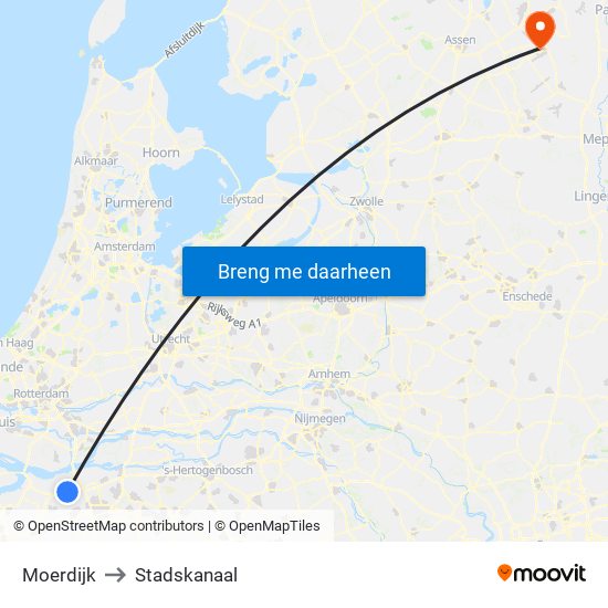 Moerdijk to Stadskanaal map