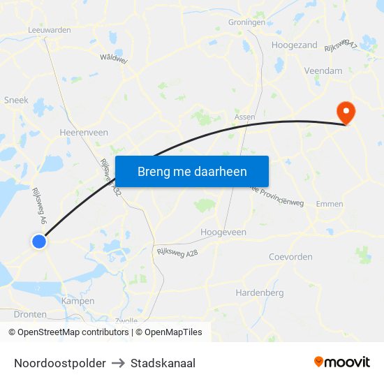 Noordoostpolder to Stadskanaal map