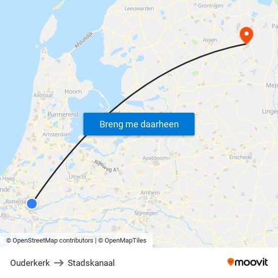 Ouderkerk to Stadskanaal map