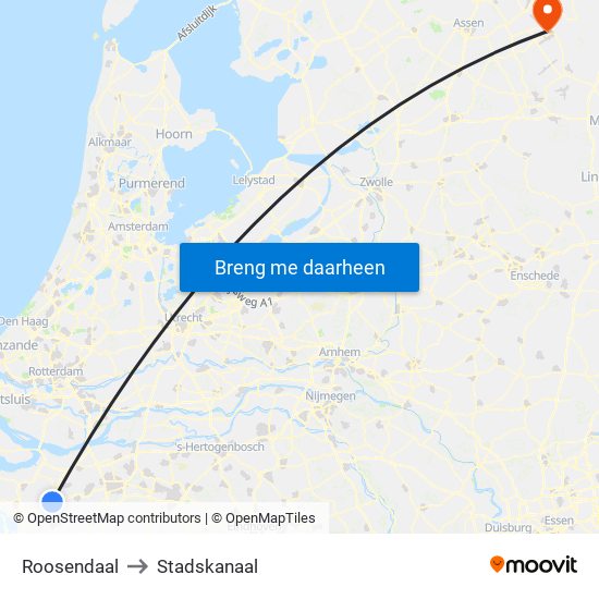 Roosendaal to Stadskanaal map