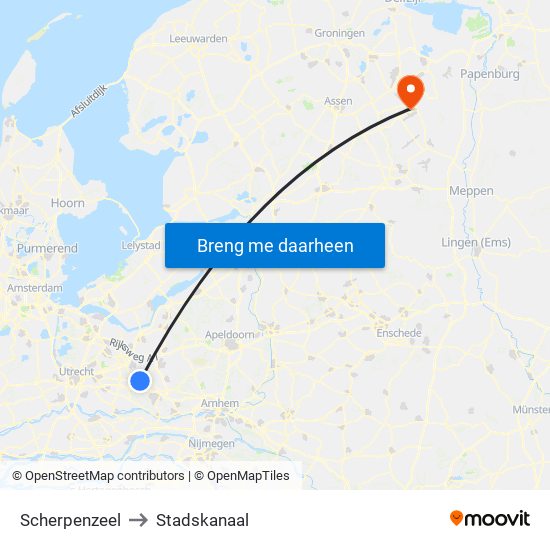 Scherpenzeel to Stadskanaal map