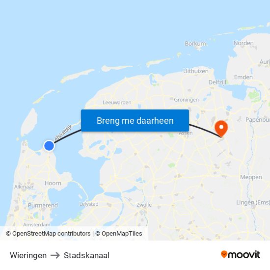 Wieringen to Stadskanaal map