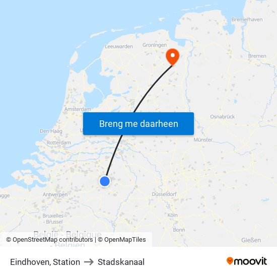 Eindhoven, Station to Stadskanaal map