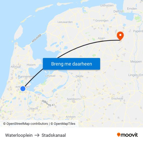 Waterlooplein to Stadskanaal map