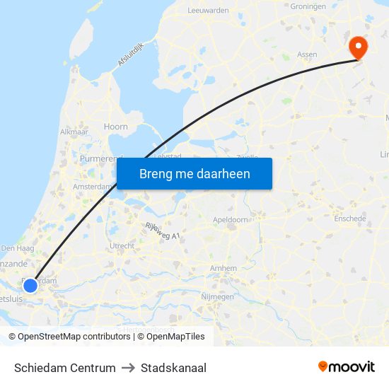 Schiedam Centrum to Stadskanaal map