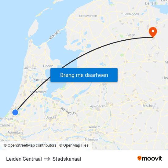 Leiden Centraal to Stadskanaal map