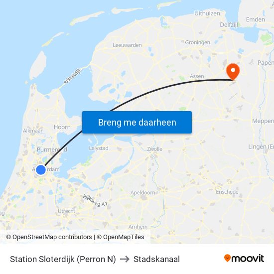 Station Sloterdijk (Perron N) to Stadskanaal map