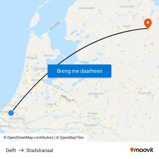 Delft to Stadskanaal map