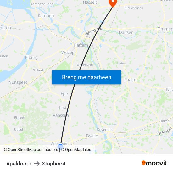 Apeldoorn to Staphorst map