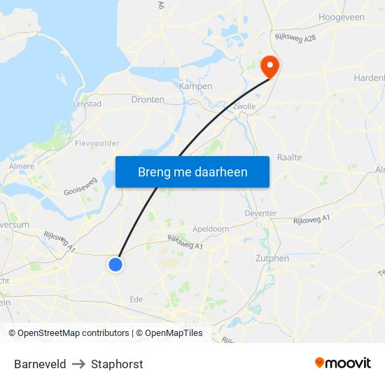 Barneveld to Staphorst map