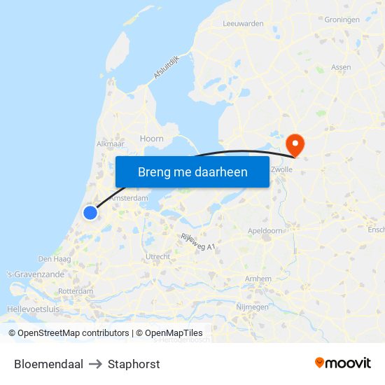 Bloemendaal to Staphorst map